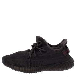 Pre Owned Yeezy x Adidas Black Cotton Knit Boost 350 V2 Static Non Reflective Sneakers Size 42.5