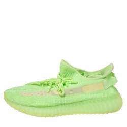 Pre Owned Yeezy x Adidas Green Cotton Knit Boost 350 V2 Gid Kids Glow in the Dark Sneakers Size 43.5