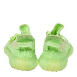 Pre Owned Yeezy x Adidas Green Cotton Knit Boost 350 V2 Gid Kids Glow in the Dark Sneakers Size 43.5