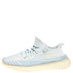 Pre Owned Yeezy x Adidas Blue/White Cotton Knit Cloud White Boost 350 V2 Non Reflective Sneakers Size 43.5