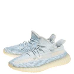 Pre Owned Yeezy x Adidas Blue/White Cotton Knit Cloud White Boost 350 V2 Non Reflective Sneakers Size 43.5