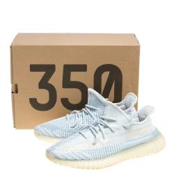 Pre Owned Yeezy x Adidas Blue/White Cotton Knit Cloud White Boost 350 V2 Non Reflective Sneakers Size 43.5