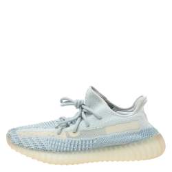 Pre Owned حذاء رياضي ييزي x أديداس "كلود وايت بوست 350 ڨي2" غير عاكس تريكو قطن أبيض و أزرق مقاس 42.5