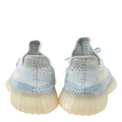 Pre Owned حذاء رياضي ييزي x أديداس "كلود وايت بوست 350 ڨي2" غير عاكس تريكو قطن أبيض و أزرق مقاس 42.5