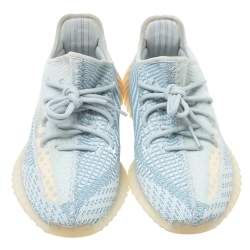 Pre Owned حذاء رياضي ييزي x أديداس "كلود وايت بوست 350 ڨي2" غير عاكس تريكو قطن أبيض و أزرق مقاس 42.5