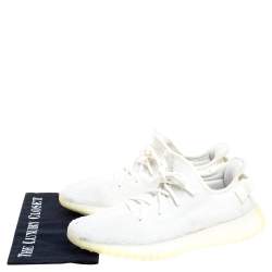 Pre Owned Yeezy x Adidas White Cotton Knit Boost 350 V2 Sneakers Size 45 1/3