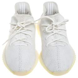 Pre Owned Yeezy x Adidas White Cotton Knit Boost 350 V2 Sneakers Size 45 1/3