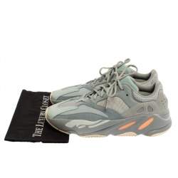 Pre Owned Yeezy x Adidas Boost Grey/Blue Mesh And Suede Leather Boost 700 V2 Vanta Sneakers Size 46.5