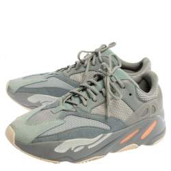 Pre Owned Yeezy x Adidas Boost Grey/Blue Mesh And Suede Leather Boost 700 V2 Vanta Sneakers Size 46.5