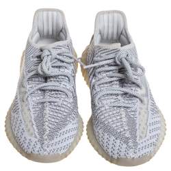 Pre Owned Yeezy x Adidas Grey/White Cotton Knit Boost 350 V2 Static Non-Reflective Sneakers Size 38 2/3
