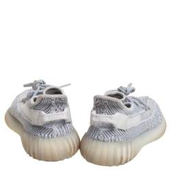 Pre Owned Yeezy x Adidas Grey/White Cotton Knit Boost 350 V2 Static Non-Reflective Sneakers Size 38 2/3