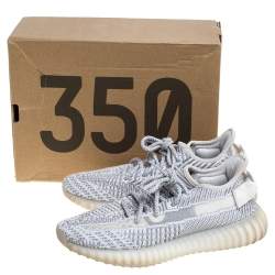 Pre Owned Yeezy x Adidas Grey/White Cotton Knit Boost 350 V2 Static Non-Reflective Sneakers Size 38 2/3