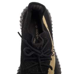 Pre Owned Yeezy x Adidas Black/Green Cotton Knit Boost 350 V2 Core Sneakers Size 46