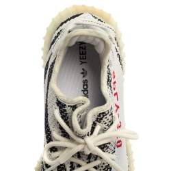 Pre Owned Yeezy x Adidas White/ Black Yeezy Boost 350 V2 Zebra Sneakers Size 43.5