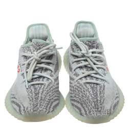 Pre Owned Yeezy x adidas Blue/Grey Knit Fabric Boost 350 V2 2.0 Sneakers Size 38