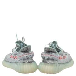 Pre Owned Yeezy x adidas Blue/Grey Knit Fabric Boost 350 V2 2.0 Sneakers Size 38