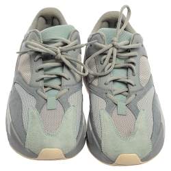 Pre Owned Yeezy x adidas Grey/Blue Mesh And Suede Leather Boost 700 V2 Inertia Sneakers Size 44