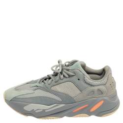 Pre Owned Yeezy x adidas Grey/Blue Mesh And Suede Leather Boost 700 V2 Inertia Sneakers Size 44