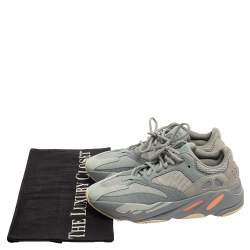 Pre Owned Yeezy x adidas Grey/Blue Mesh And Suede Leather Boost 700 V2 Inertia Sneakers Size 44