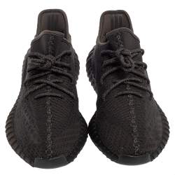 مملوكة مسبقًا Yeezy x Adidas Black Knit Fabric Boost 350 V2 Sneakers Size 46