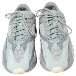 Pre Owned Yeezy x adidas Grey/Blue Mesh And Suede Boost 700 V2 Inertia Sneakers Size 44