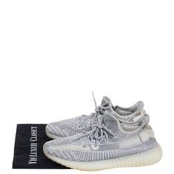 Pre Owned Yeezy x Adidas White/Grey Cotton Knit Boost 350 V2 Static Non Reflective Sneakers Size 44