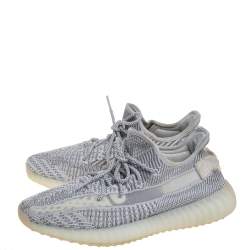 Pre Owned Yeezy x Adidas White/Grey Cotton Knit Boost 350 V2 Static Non Reflective Sneakers Size 44
