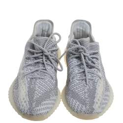Pre Owned Yeezy x Adidas White/Grey Cotton Knit Boost 350 V2 Static Non Reflective Sneakers Size 44