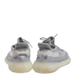Pre Owned Yeezy x Adidas White/Grey Cotton Knit Boost 350 V2 Static Non Reflective Sneakers Size 44