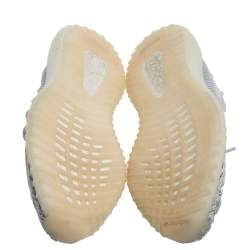 Pre Owned Yeezy x Adidas White/Grey Cotton Knit Boost 350 V2 Static Non Reflective Sneakers Size 44