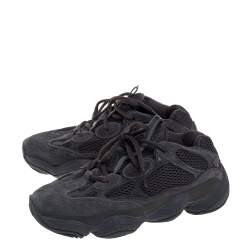 Pre Owned Yeezy x Adidas Utility Black Suede And Mesh Boost 500 Sneakers Size 37 1/3
