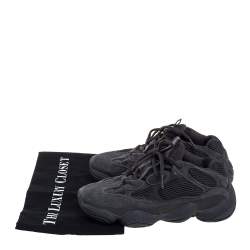 Pre Owned Yeezy x Adidas Utility Black Suede And Mesh Boost 500 Sneakers Size 37 1/3