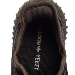 Pre Owned  Yeezy Black Knit Fabric Boost 350 V2 Static Non Reflective Sneakers Size 42