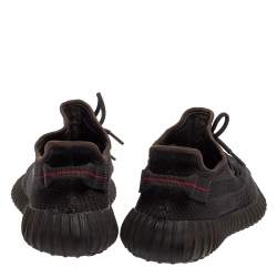 Pre Owned  Yeezy Black Knit Fabric Boost 350 V2 Static Non Reflective Sneakers Size 42