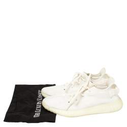 Pre Owned Yeezy x adidas Cream Cotton Knit Fabric Boost 350 V2 Triple White Sneakers Size 40
