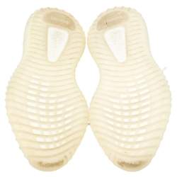 Pre Owned Yeezy x adidas Cream Cotton Knit Fabric Boost 350 V2 Triple White Sneakers Size 40