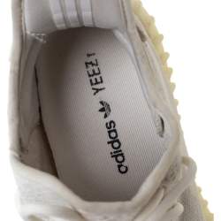 Pre Owned حذاء رياضي ييزي x أديداس تريكو قطن كريمي بوست 350 V2 تريبل أبيض مقاس 44