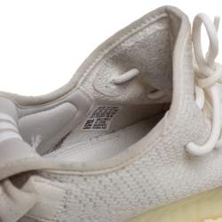 Pre Owned حذاء رياضي ييزي x أديداس تريكو قطن كريمي بوست 350 V2 تريبل أبيض مقاس 44