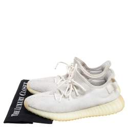 Pre Owned حذاء رياضي ييزي x أديداس تريكو قطن كريمي بوست 350 V2 تريبل أبيض مقاس 44