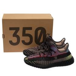 Pre Owned Yeezy x Adidas Multicolor Knit Fabric 350 V2 Yecheil (Non Reflective) Low Top Sneakers Size 45 1/3