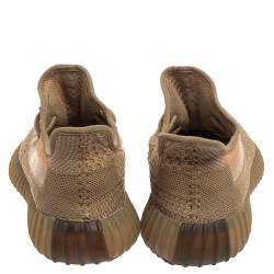 Pre Owned Yeezy x adidas Brown Knit Fabric Boost 350 V2 Sand Taupe Sneakers Size 41 1/3