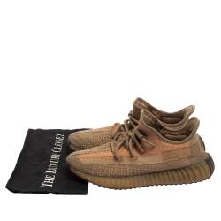 Pre Owned Yeezy x adidas Brown Knit Fabric Boost 350 V2 Sand Taupe Sneakers Size 41 1/3