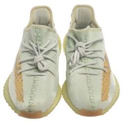 Pre Owned Yeezy x Adidas Light Green Knit Fabric Boost 350 V2 Hyperspace Sneakers Size 39 1/3