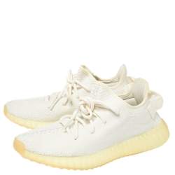 مملوكة مسبقًا Yeezy x Adidas Cotton Knit Boost 350 V2 Triple White Sneakers Size 40