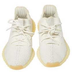 مملوكة مسبقًا Yeezy x Adidas Cotton Knit Boost 350 V2 Triple White Sneakers Size 40