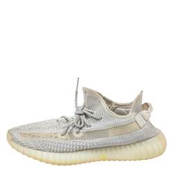 Pre Owned Yeezy x adidas White Knit Fabric Boost 350 V2 Yeshaya Sneakers Size 44 2/3