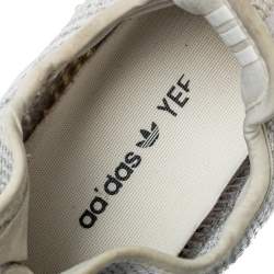 Pre Owned Yeezy x adidas White Knit Fabric Boost 350 V2 Yeshaya Sneakers Size 44 2/3