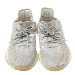 Pre Owned Yeezy x adidas White Knit Fabric Boost 350 V2 Yeshaya Sneakers Size 44 2/3