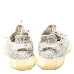 Pre Owned Yeezy x adidas White Knit Fabric Boost 350 V2 Yeshaya Sneakers Size 44 2/3