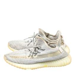 Pre Owned Yeezy x adidas White Knit Fabric Boost 350 V2 Yeshaya Sneakers Size 44 2/3